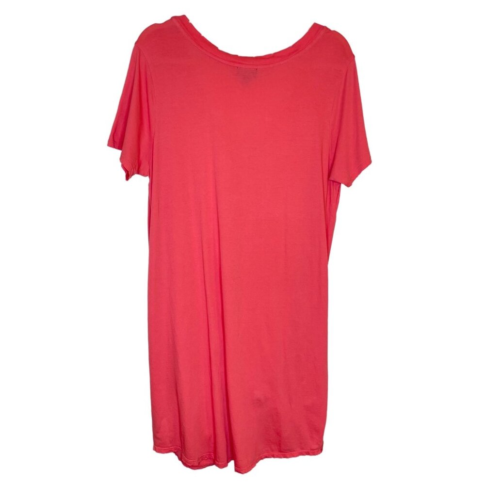 True Religion Distressed Coral Twist T-Shirt Dress, L - Picture 3 of 11
